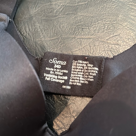 Soma Bra Bundle, one Black & one Nude, Size 34D, EUC - Picture 5 of 6